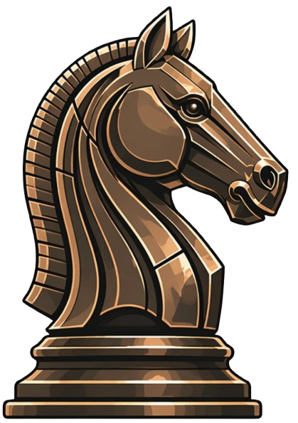 Bronze knight emblem representing Source4AI